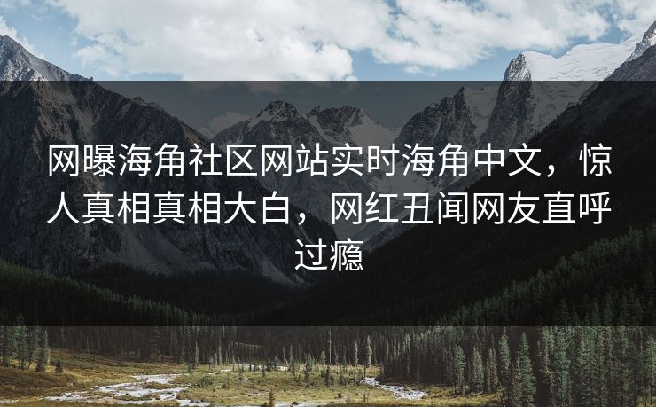 网曝海角社区网站实时海角中文，惊人真相真相大白，网红丑闻网友直呼过瘾