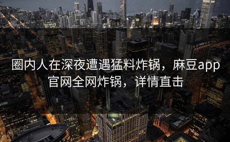 圈内人在深夜遭遇猛料炸锅，麻豆app官网全网炸锅，详情直击