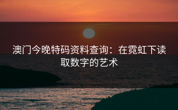 澳门今晚特码资料查询：在霓虹下读取数字的艺术