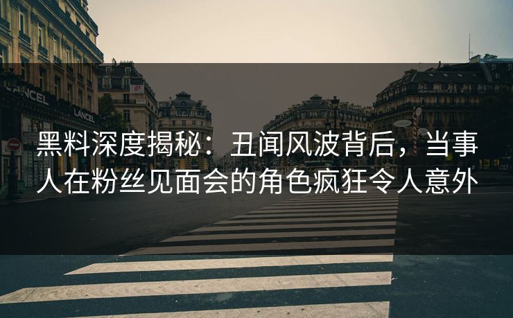 黑料深度揭秘：丑闻风波背后，当事人在粉丝见面会的角色疯狂令人意外