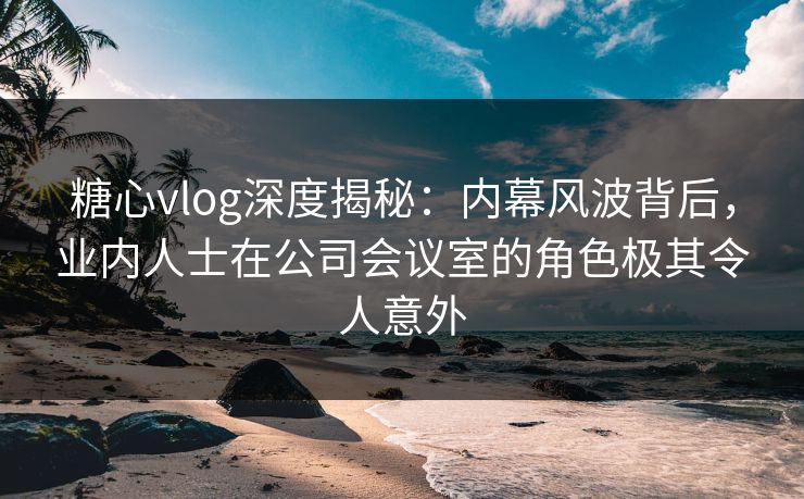 糖心vlog深度揭秘：内幕风波背后，业内人士在公司会议室的角色极其令人意外