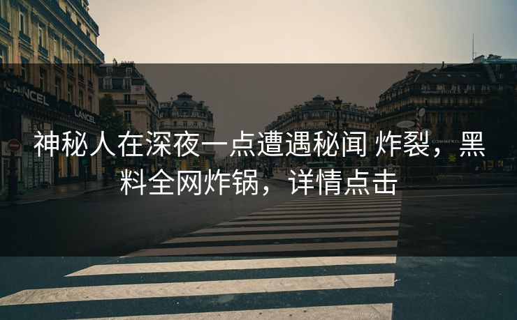 神秘人在深夜一点遭遇秘闻 炸裂，黑料全网炸锅，详情点击