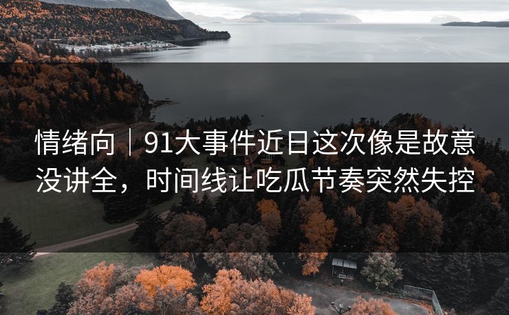 情绪向｜91大事件近日这次像是故意没讲全，时间线让吃瓜节奏突然失控
